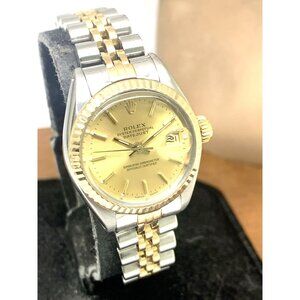 Rolex Datejust Women's Watch 6917 Vintage Swiss Automatic Steel 18k Gold 26mm